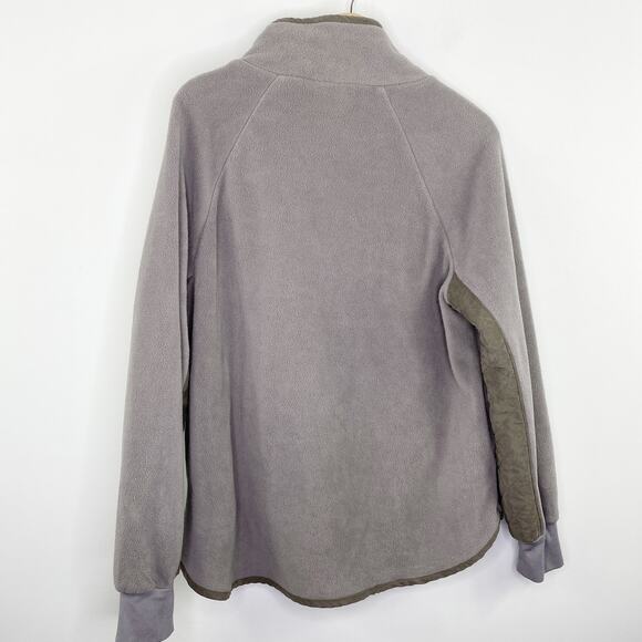Entro Two-Tone Grey Fleece Quilted Snap Pullover Sweatshirt Women's Size Large L - Picture 2 of 9